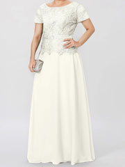 A Line Princess Short Sleeves Mother Of The Bride Dresses With Applique Sequins