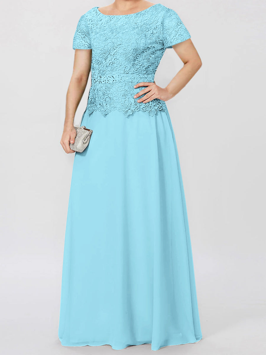 A Line Princess Short Sleeves Mother Of The Bride Dresses With Applique Sequins