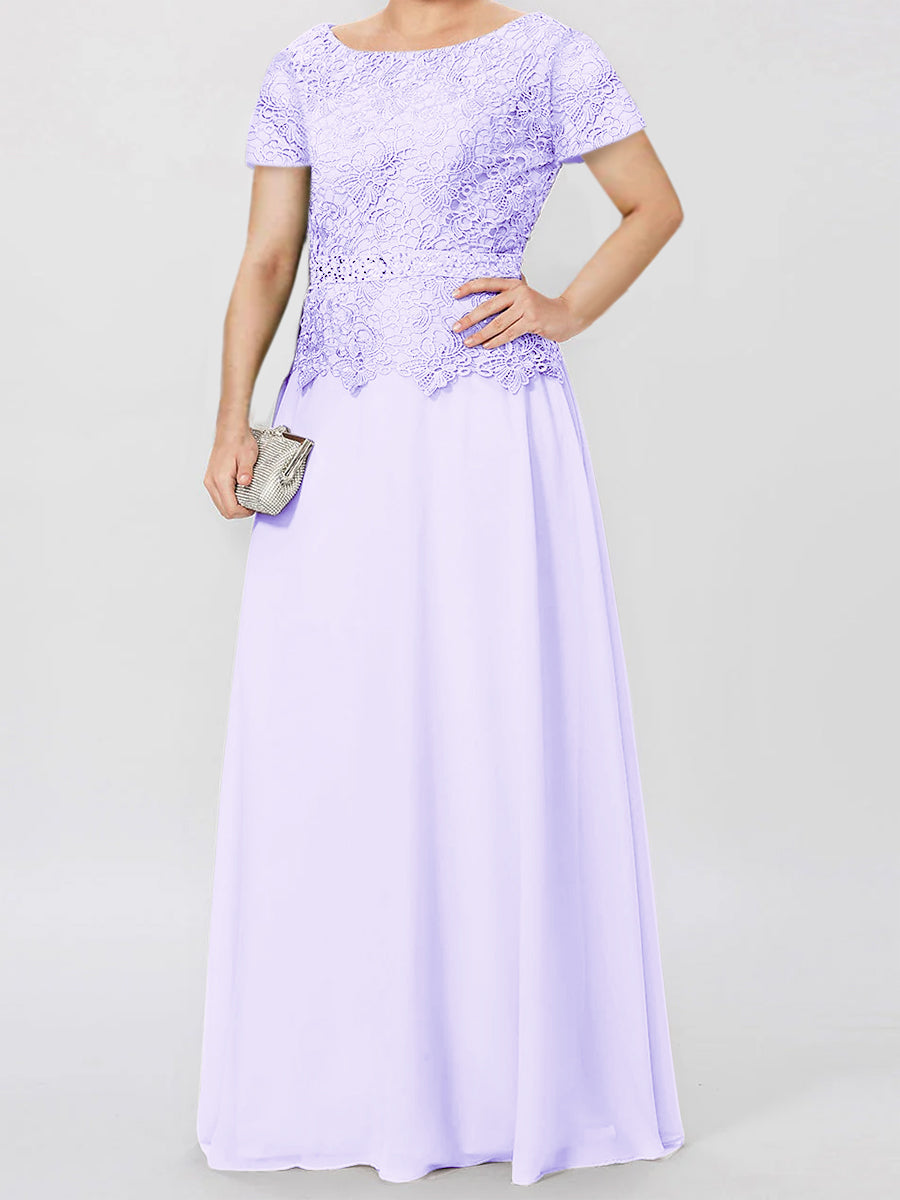 A Line Princess Short Sleeves Mother Of The Bride Dresses With Applique Sequins