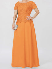 A Line Princess Short Sleeves Mother Of The Bride Dresses With Applique Sequins
