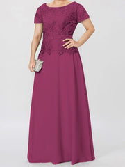 A Line Princess Short Sleeves Mother Of The Bride Dresses With Applique Sequins