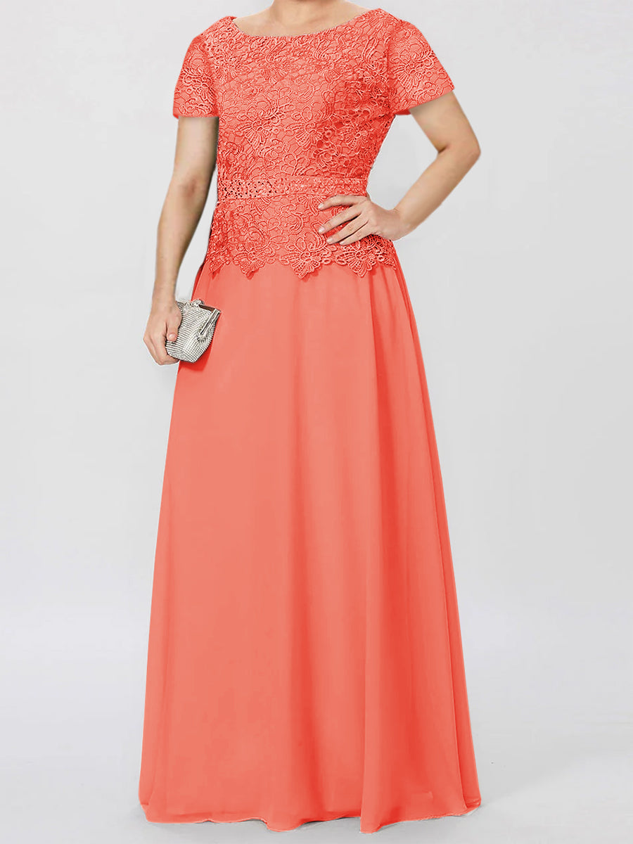 A Line Princess Short Sleeves Mother Of The Bride Dresses With Applique Sequins