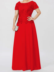 A Line Princess Short Sleeves Mother Of The Bride Dresses With Applique Sequins