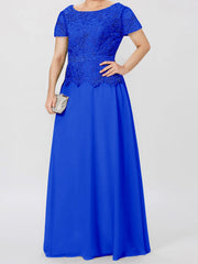 A Line Princess Short Sleeves Mother Of The Bride Dresses With Applique Sequins