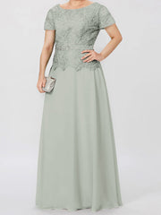 A Line Princess Short Sleeves Mother Of The Bride Dresses With Applique Sequins