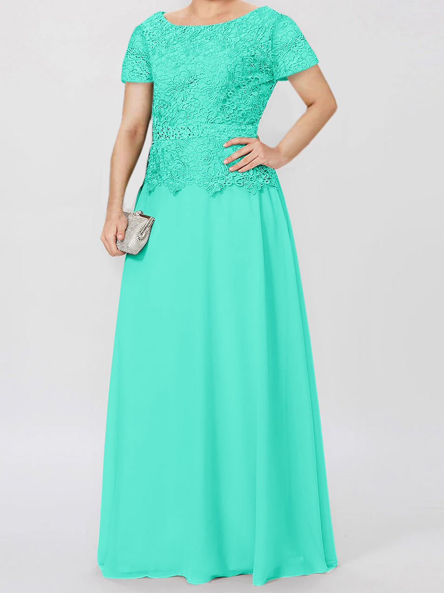 A Line Princess Short Sleeves Mother Of The Bride Dresses With Applique Sequins