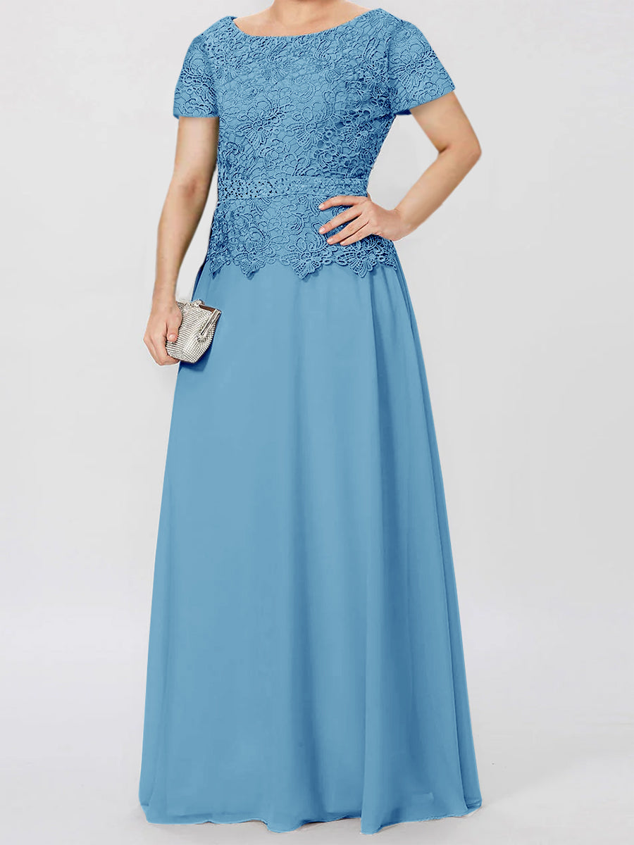 A Line Princess Short Sleeves Mother Of The Bride Dresses With Applique Sequins