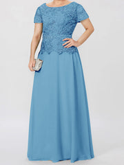 A Line Princess Short Sleeves Mother Of The Bride Dresses With Applique Sequins