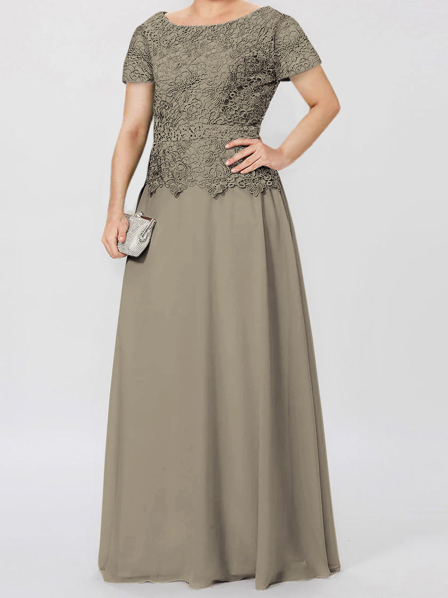 A Line Princess Short Sleeves Mother Of The Bride Dresses With Applique Sequins