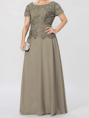 A Line Princess Short Sleeves Mother Of The Bride Dresses With Applique Sequins