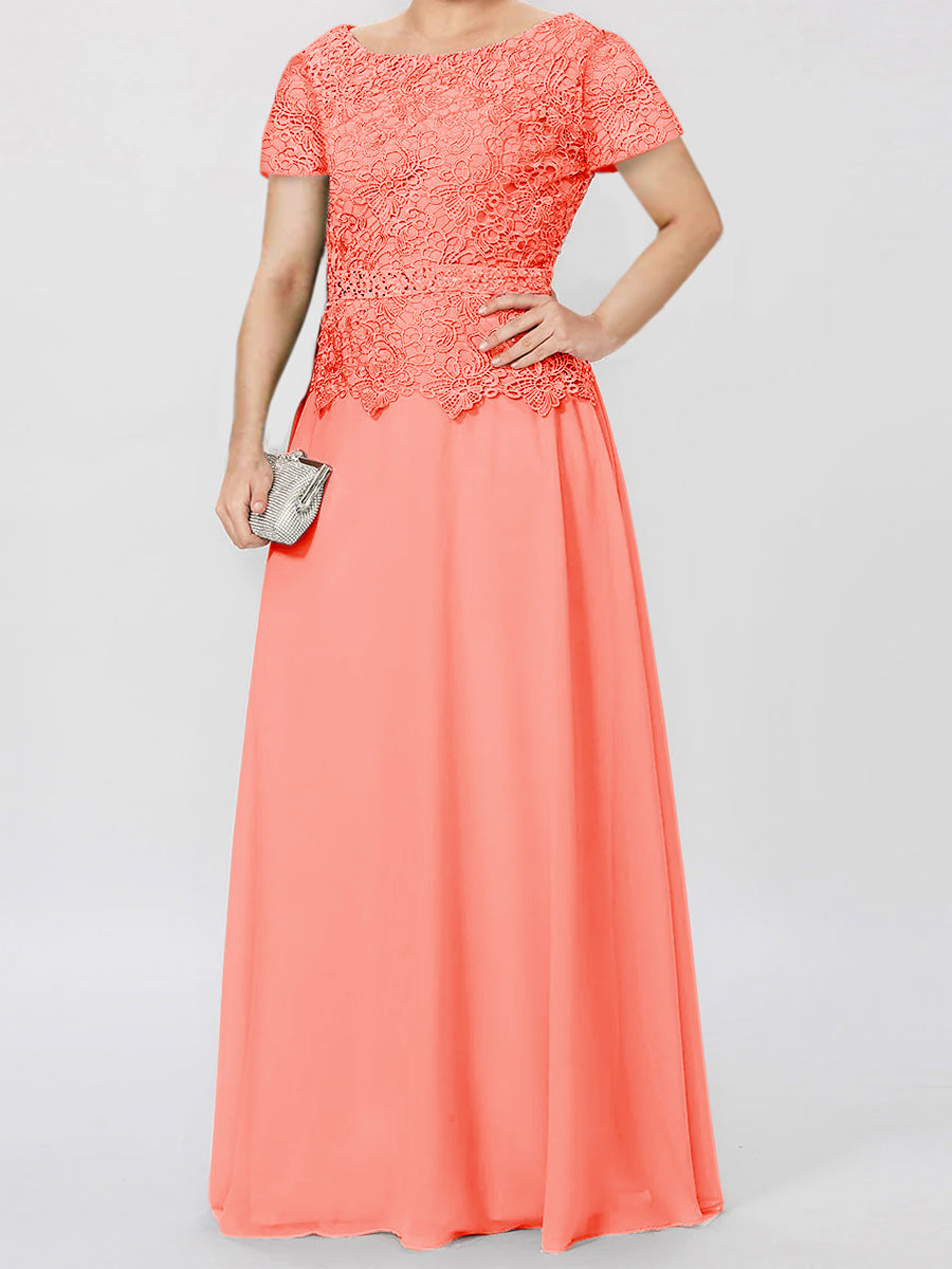 A Line Princess Short Sleeves Mother Of The Bride Dresses With Applique Sequins