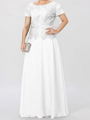 A Line Princess Short Sleeves Mother Of The Bride Dresses With Applique Sequins