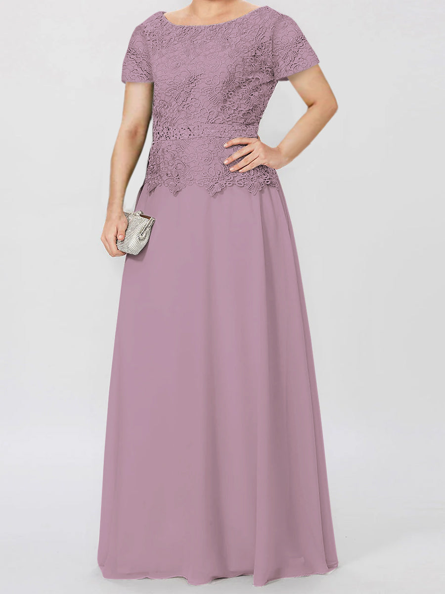A Line Princess Short Sleeves Mother Of The Bride Dresses With Applique Sequins