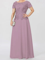 A-Line/Princess Short Sleeves Mother of the Bride Dresses with Applique & Sequins