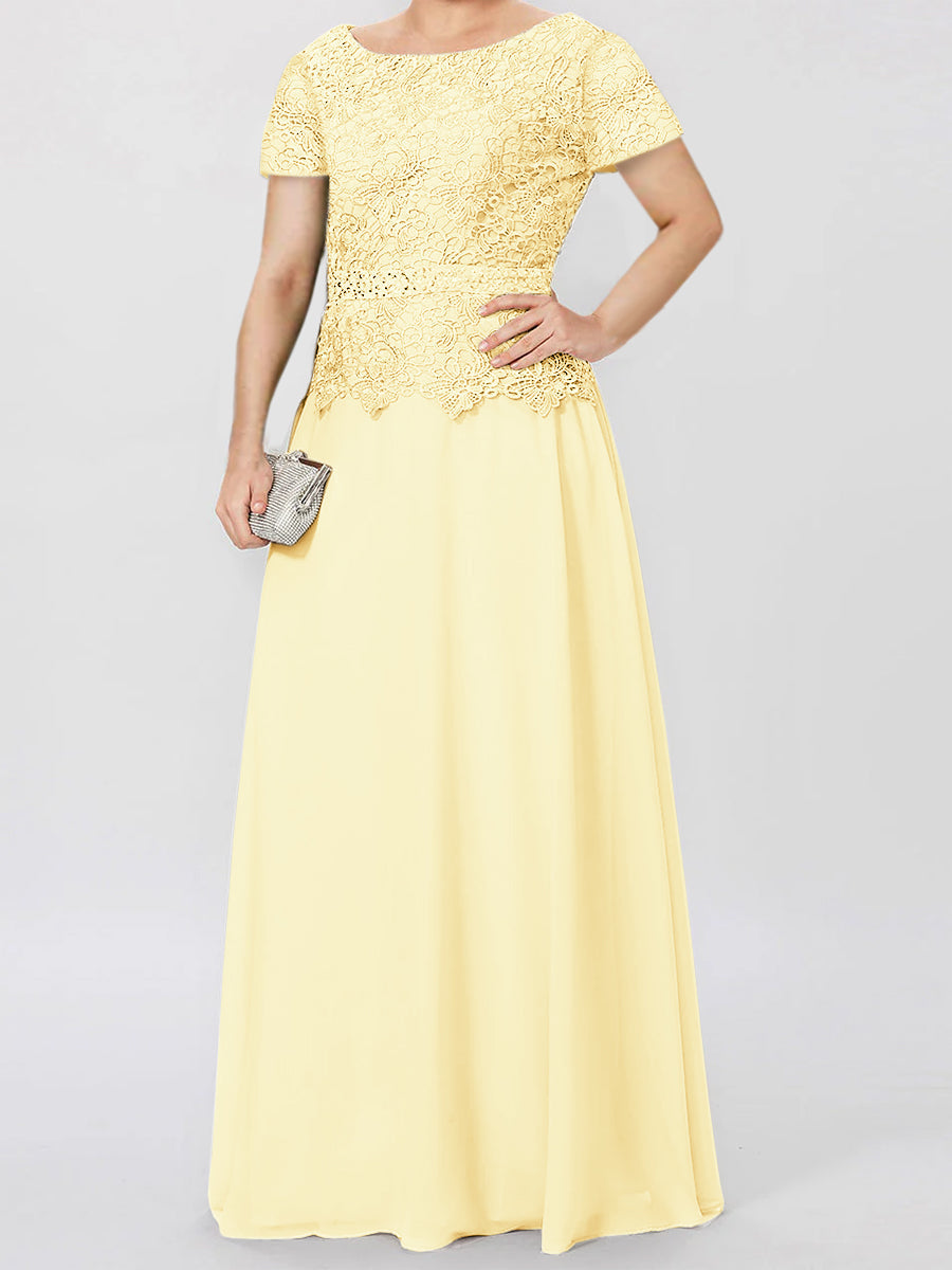 A Line Princess Short Sleeves Mother Of The Bride Dresses With Applique Sequins