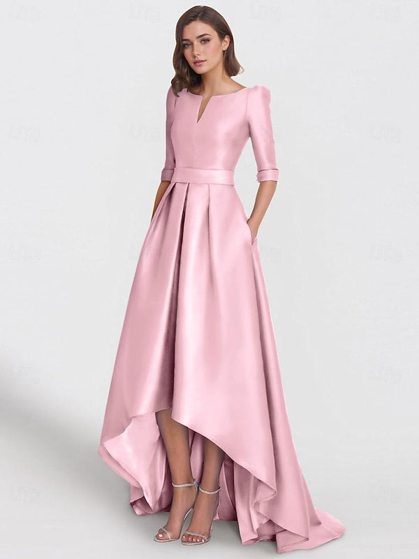 A Line Princess Half Sleeves Asymmetrical Mother Of The Bride Dresses With Pockets
