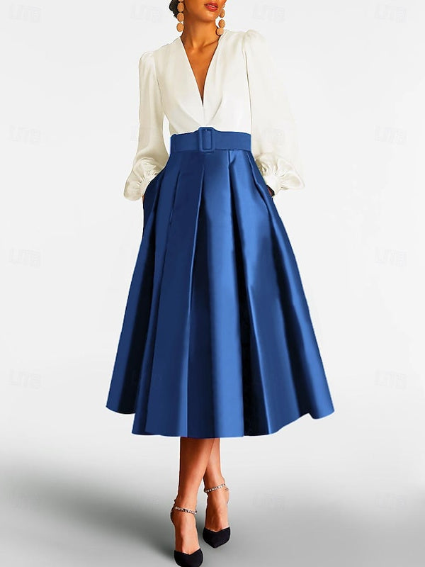 A Line Princess V Neck Long Sleeves Mother Of The Bride Dresses With Belt