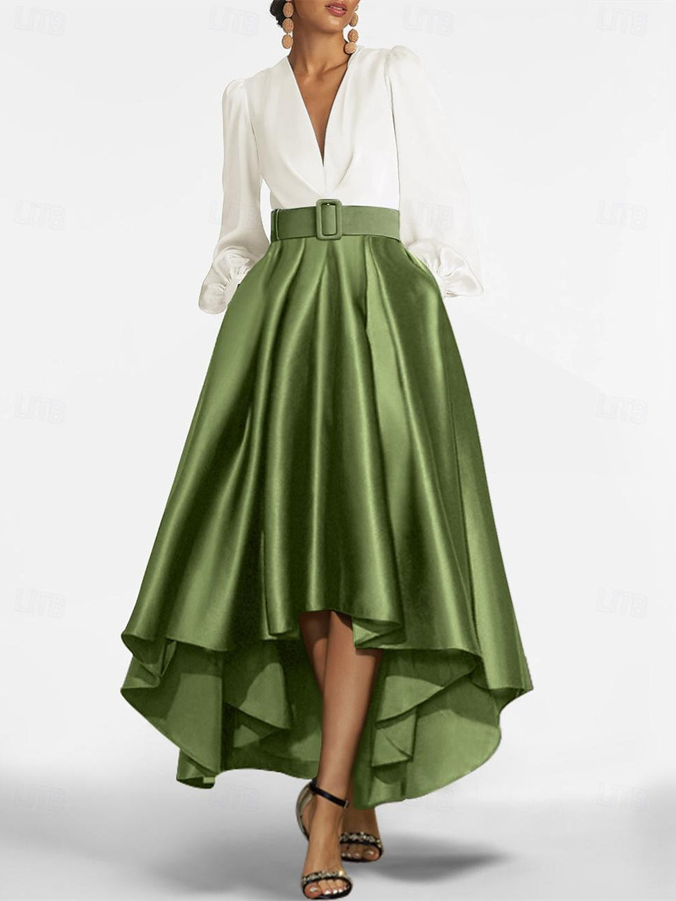 A Line Princess V Neck Asymmetrical Mother Of The Bride Dresses With Belt