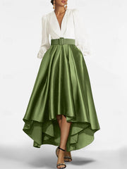 A Line Princess V Neck Asymmetrical Mother Of The Bride Dresses With Belt