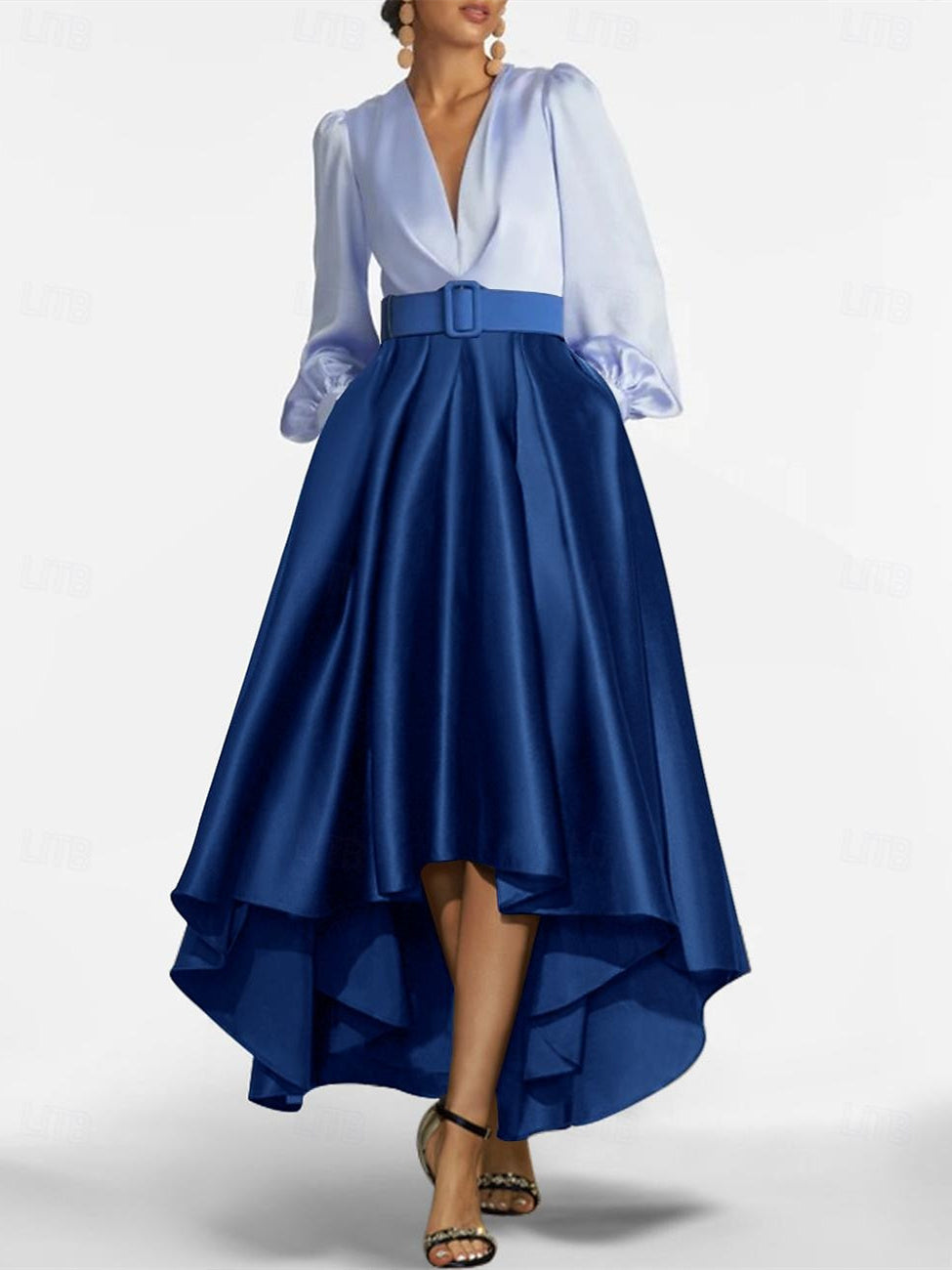 A Line Princess V Neck Asymmetrical Mother Of The Bride Dresses With Belt