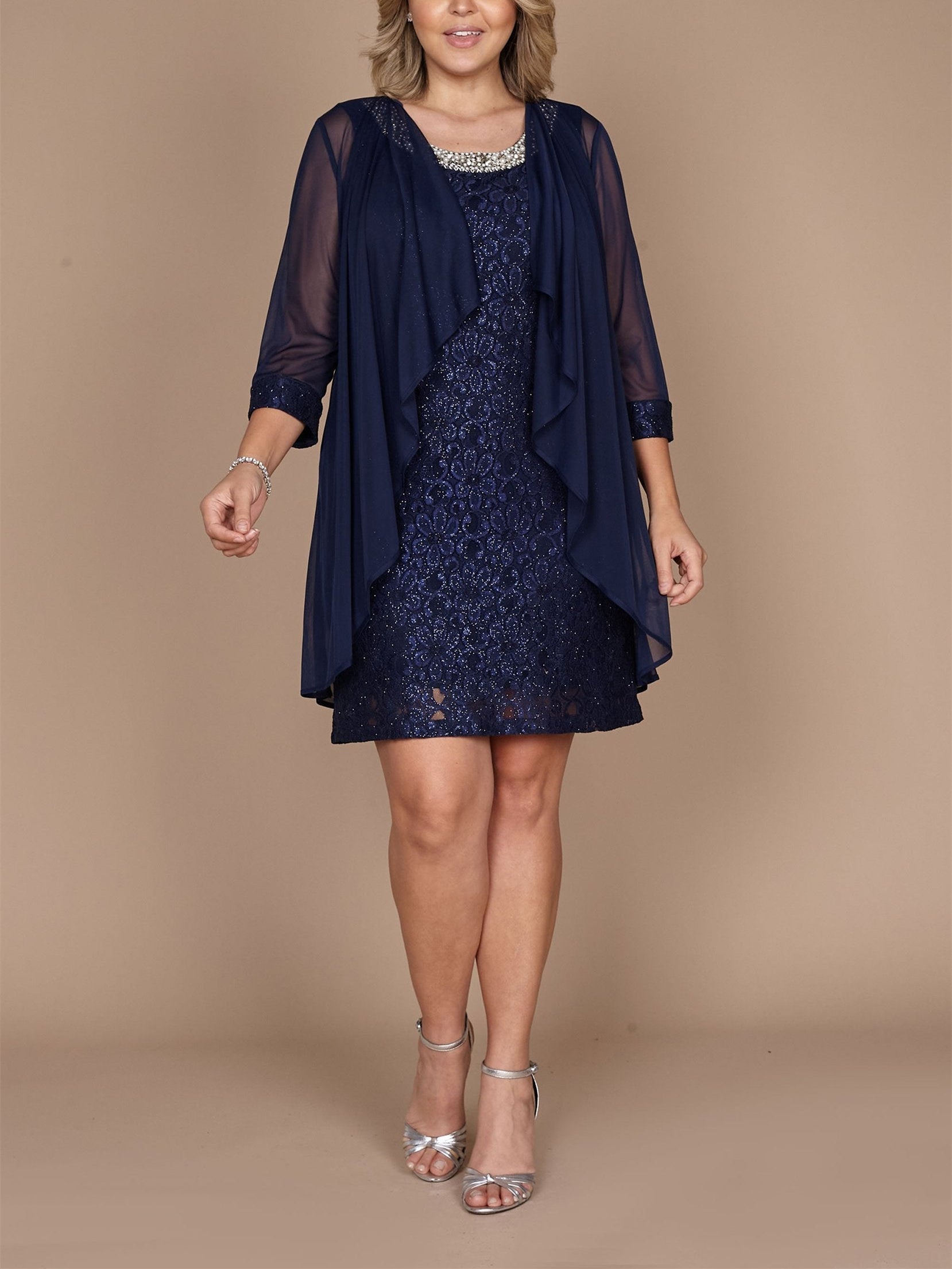 Sheath Column Jewel Neck Short Mother Of The Bride Dresses With Lace