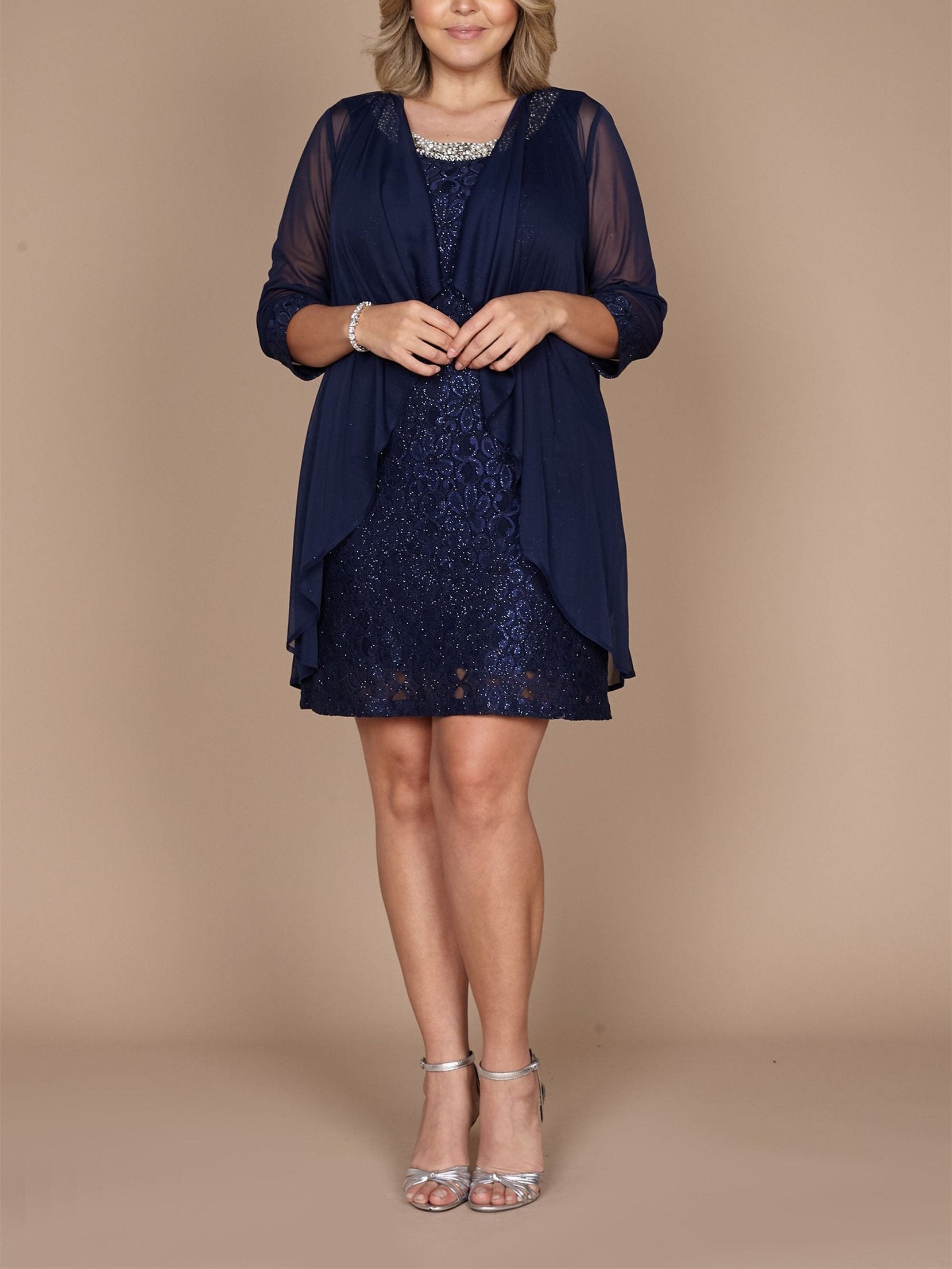 Sheath Column Jewel Neck Short Mother Of The Bride Dresses With Lace