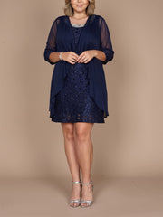 Sheath Column Jewel Neck Short Mother Of The Bride Dresses With Lace