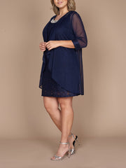Sheath Column Jewel Neck Short Mother Of The Bride Dresses With Lace