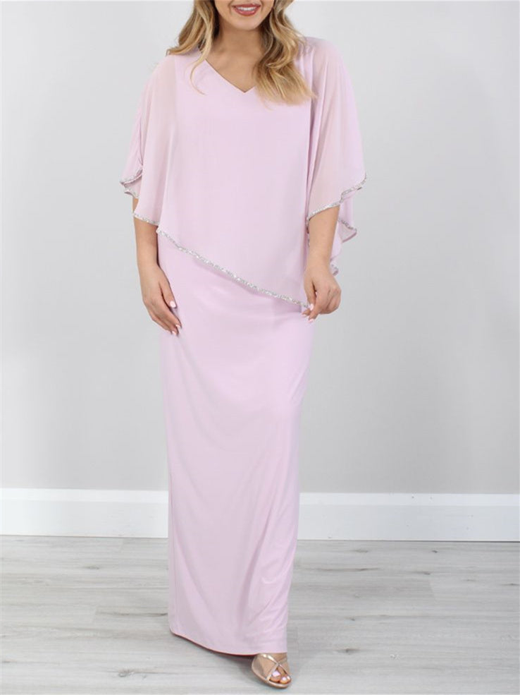 Sheath Column 3 4 Length Sleeves Floor Length Mother Of The Bride Dresses