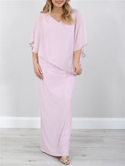 Sheath Column 3 4 Length Sleeves Floor Length Mother Of The Bride Dresses
