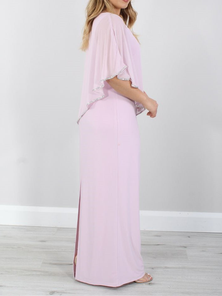 Sheath Column 3 4 Length Sleeves Floor Length Mother Of The Bride Dresses