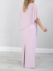 Sheath Column 3 4 Length Sleeves Floor Length Mother Of The Bride Dresses