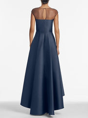 A Line Princess Jewel Neck Sleeveless Asymmetrical Mother Of The Bride Dresses With Pleats Appliques