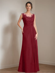 A Line Princess Scoop Floor Length Mother Of The Bride Dresses With Pleated Sequins