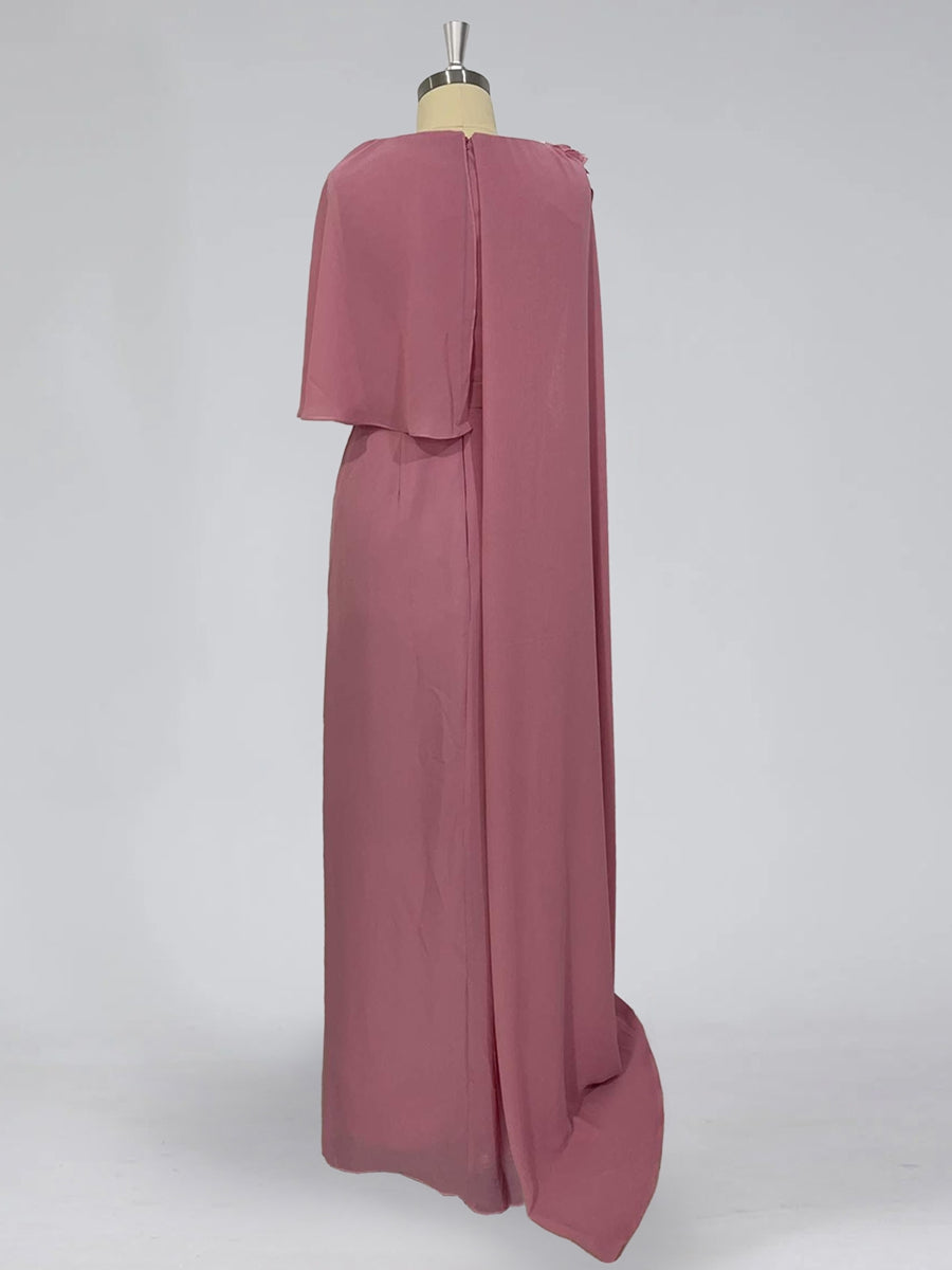 Sheath Column Cowl Neck Sleeveless Floor Length Mother Of The Bride Dresses With Flower