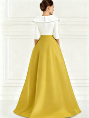 A Line Princess V Neck Floor Length Mother Of The Bride Dresses With Appliques Split Side
