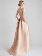 A Line Princess Scoop Sleeveless Asymmetrical Mother Of The Bride Groom Dresses With Appliques Pocket