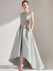 A-Line/Princess Scoop Sleeveless Asymmetrical Mother of the Bride & Groom Dresses with Appliques & Pocket
