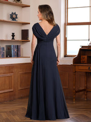 A Line Princess V Neck Ruched Floor Length Pleated Mother Of The Bride Groom Dresses With Jewel Appliques Sequins