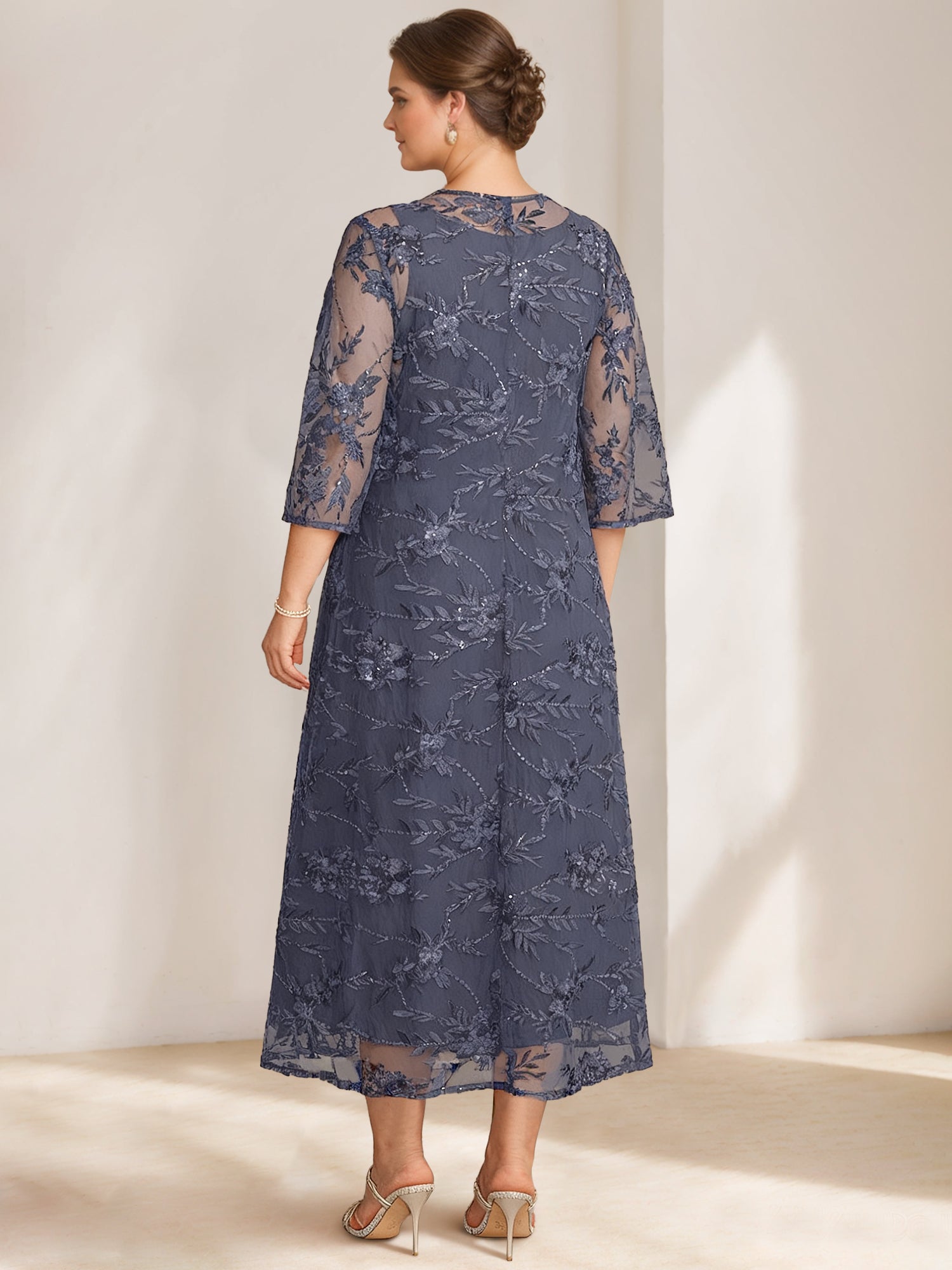 A Line Princess Scoop Plus Size Mother Of The Bride Dresses Chiffon With Lace Wrap Jacket