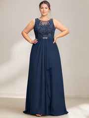 A Line Princess Scoop Plus Size Mother Of The Bride Dresses Chiffon Lace With Wrap Jacket