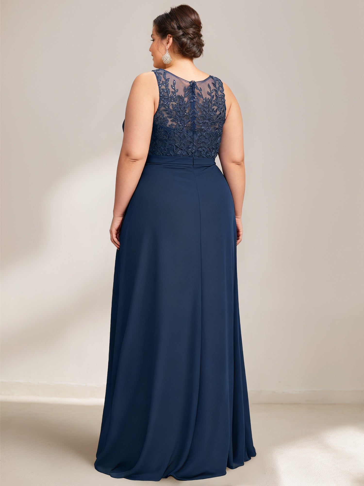 A Line Princess Scoop Plus Size Mother Of The Bride Dresses Chiffon Lace With Wrap Jacket