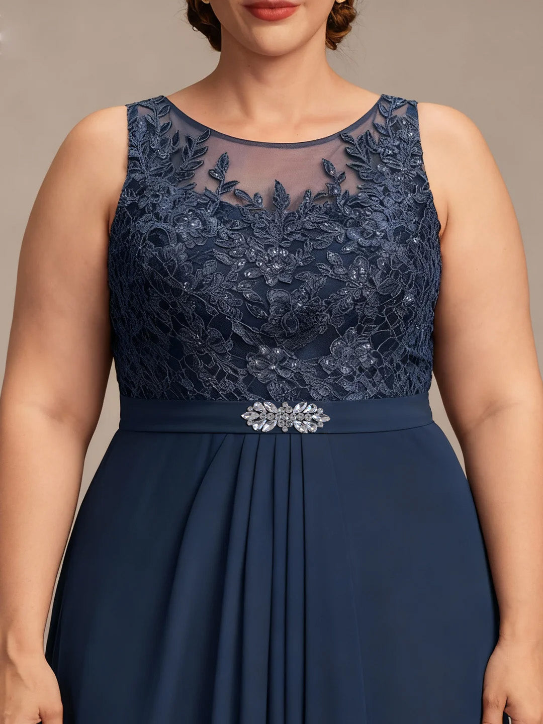 A Line Princess Scoop Plus Size Mother Of The Bride Dresses Chiffon Lace With Wrap Jacket