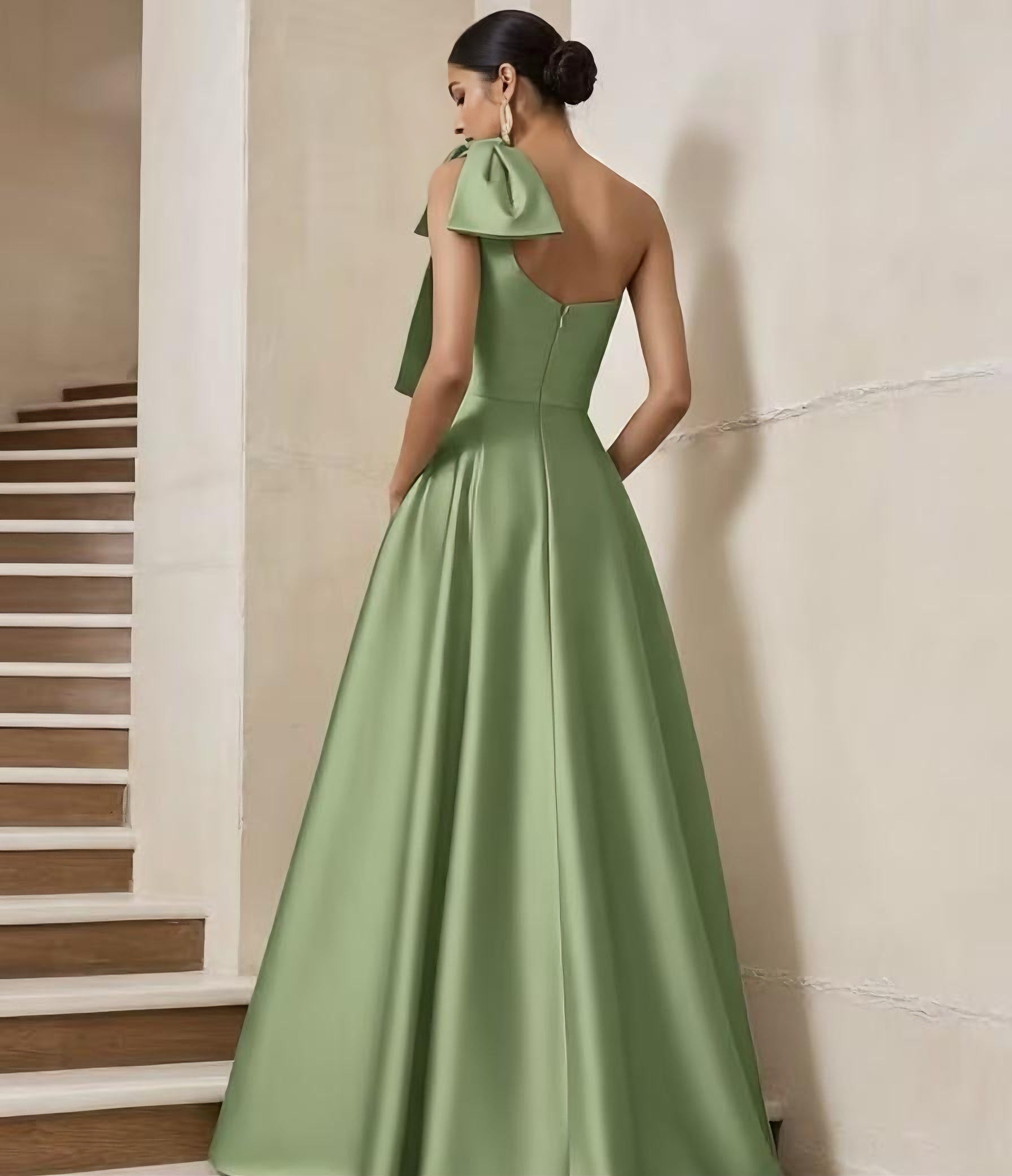 Sheath Column One Shoulder Satin Mother Of The Bride Dresses With Overskirt Sleeveless Floral Floor Length Bow