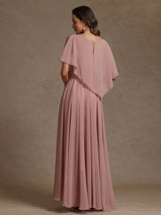 A Line Princess Scoop Chiffon Mother Of The Bride Dresses Beading Floor Length Pleated Sleeveless