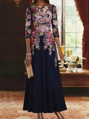 A Line Princess Scoop Chiffon Mother Of The Bride Dresses Lace Floral Half Sleeves Ankle Length