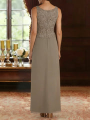2 Pieces A Line Princess Square Collar Chiffon Mother Of The Bride Dresses With Jacket Lace Ankle Length 3 4 Sleeves