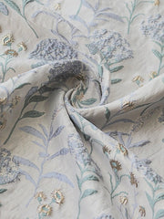 A Line Princess V Neck Jacquard Mother Of The Bride Dresses Floral Tea Length 3 4 Sleeves