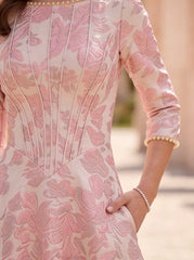 A Line Princess Scoop Jacquard Mother Of The Bride Dresses Floral Ankle Length 3 4 Sleeves