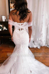 Mermaid Floor-Length Sweetheart Strapless Off-The-Shoulder Wedding Dresses with Appliques